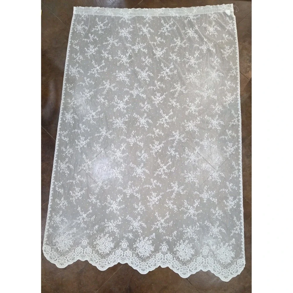 2 Vtg Y2K Floral Lace Curtain Panels 52x82